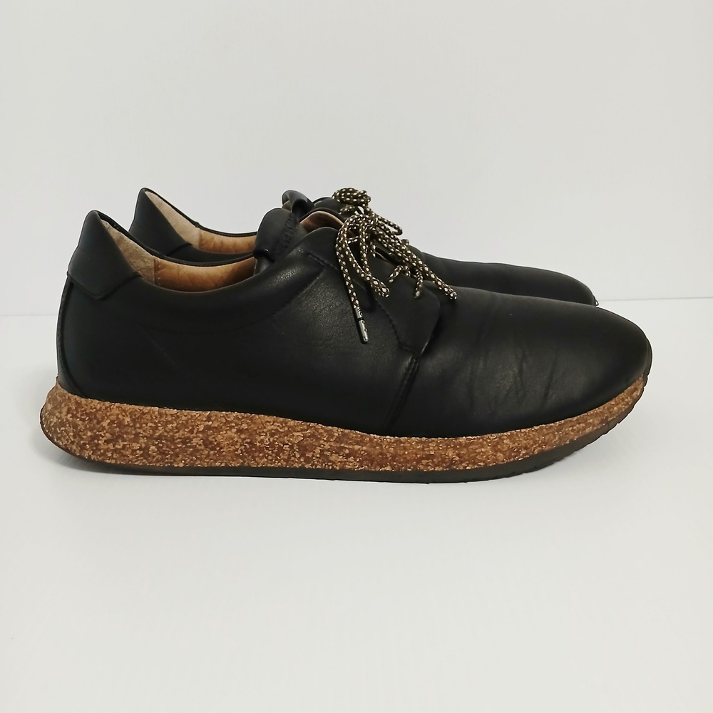 Birkenstock Wrigley Mens Black Leather Lace Up Shoes Cork Midsole US 12 EU 45 L